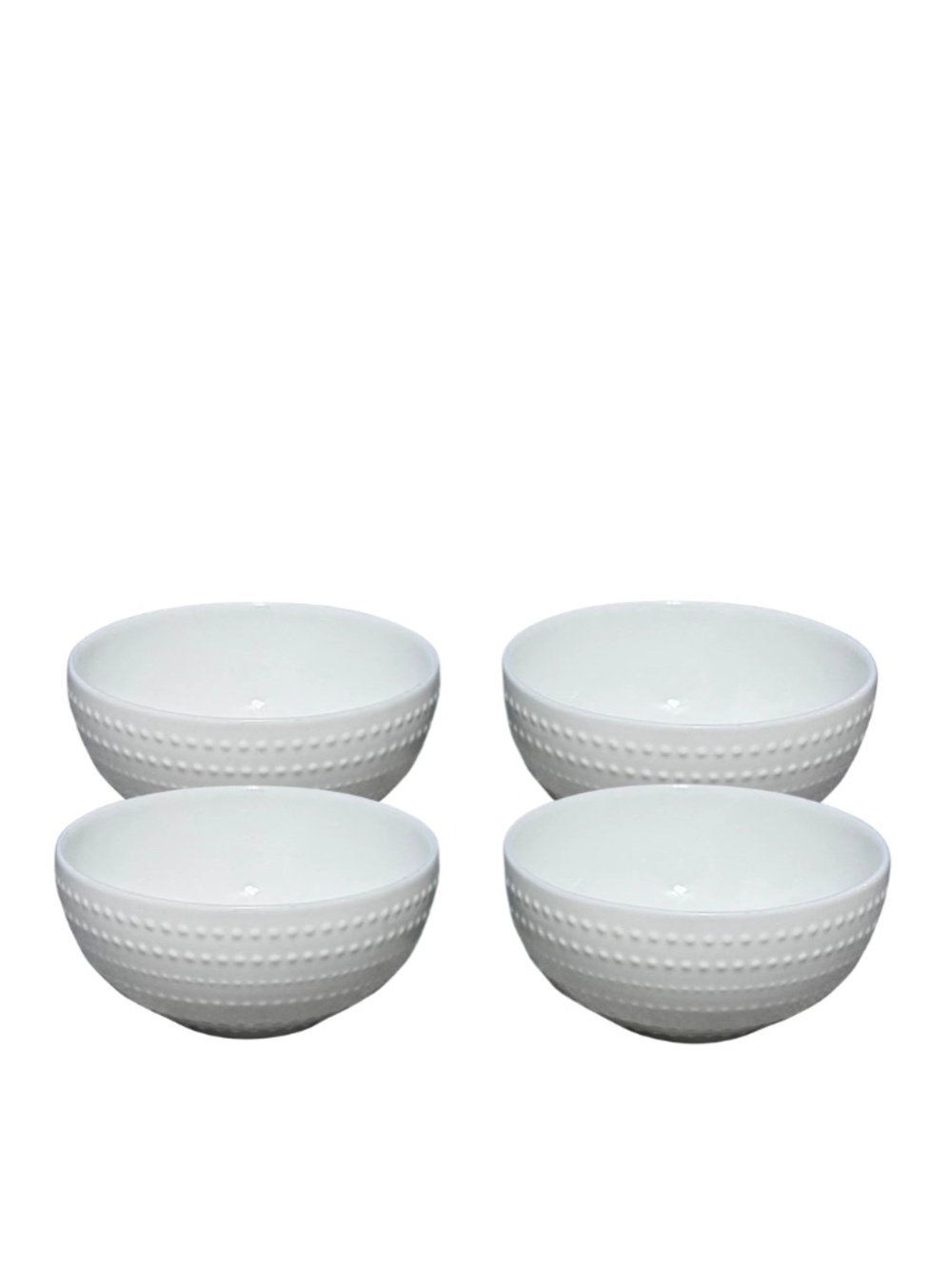 Mikasa Nellie 5.75" Soup Cereal Bowls Set of 4 White Bone China Beaded